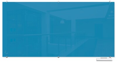 Best-Rite Visionary Colors Magnetic Glass Dry Erase Whiteboard 47.24 x 94.49 Blue (83846-Blue)