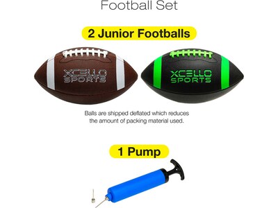 Xcello Sports JR Footballs, Assorted Colors, 2/Pack (XS-FB-JRPVC-2)
