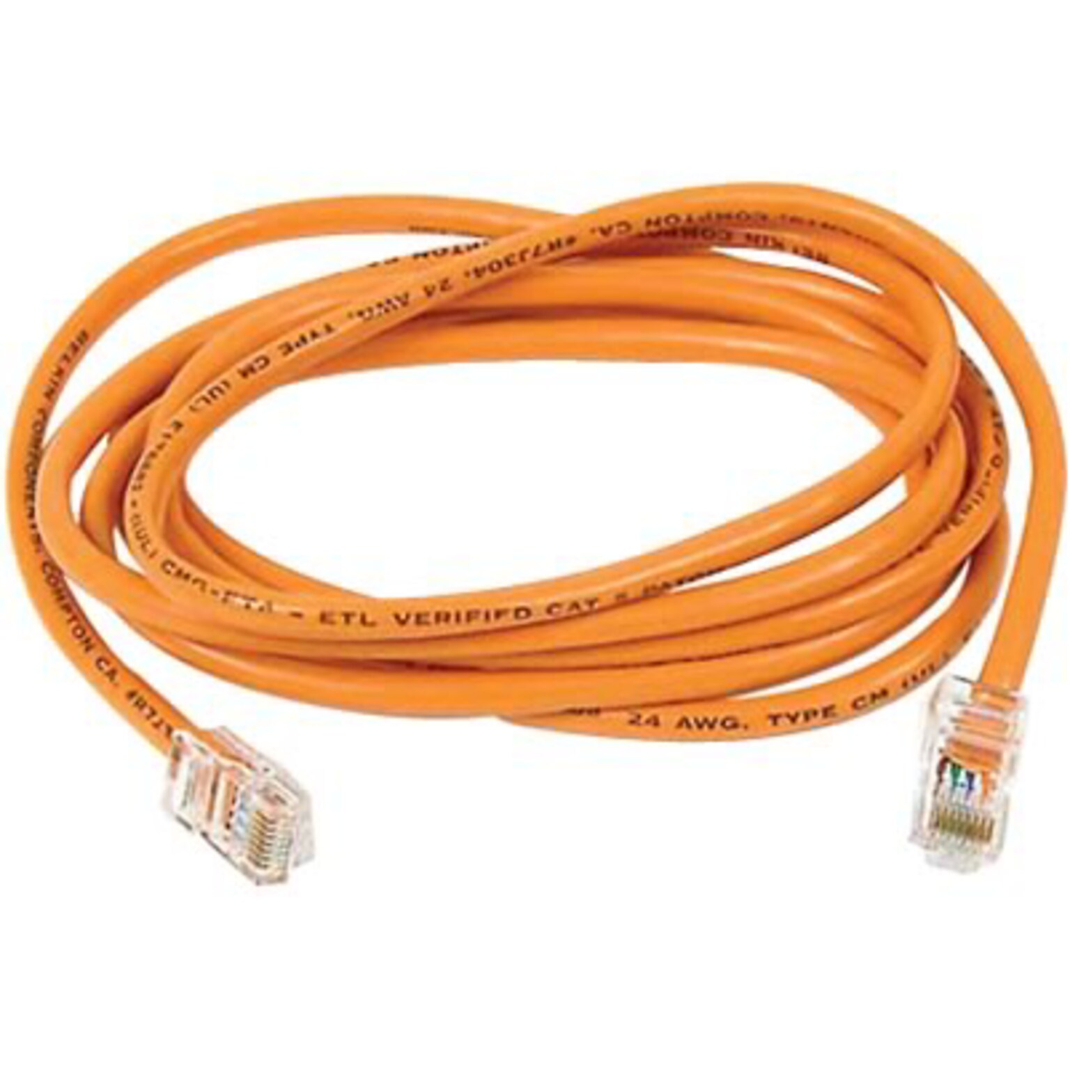 Belkin® 25 RJ45 Cat-5E Patch Cables; Snagless, Orange