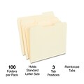 Staples® 30% Recycled Reinforced File Folders, 1/3-Cut Tab, Letter Size, Manilla, 100/Box (ST56682-C