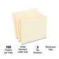 Staples® 30% Recycled Reinforced File Folders, 1/3-Cut Tab, Letter Size, Manilla, 100/Box (ST56682-CC)