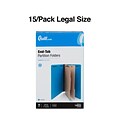 Quill Brand® End-Tab Partition Folders, 2 Partitions, 6 Fasteners, Cobalt Blue, Legal, 15/Box (74902