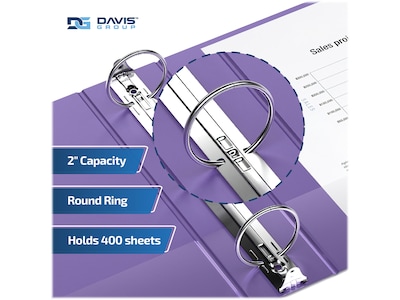 Davis Group Premium Economy 2" 3-Ring Non-View Binders, Purple, 6/Pack (2313-69-06)