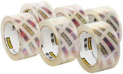 Scotch Box Lock Shipping Packing Tape, 1.88 in x 54.6 yds., Clear, 6/Pack (3950-6)