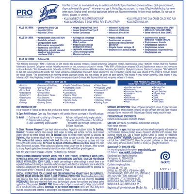 Lysol Pro Disinfecting Wipes, Lemon & Lime Blossom Scent, 800 Wipes/Refill Bag, 2 Bags/Carton (1920099857)