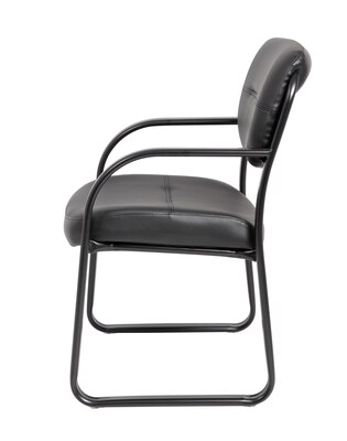 Boss Leather Sled Base Side Chair, Black (B9529)