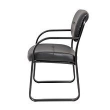 Boss Leather Sled Base Side Chair W/ Arms