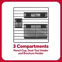 TRU RED™ 3-Compartment Metal Mesh Wall Organizer, Black (TR61967)