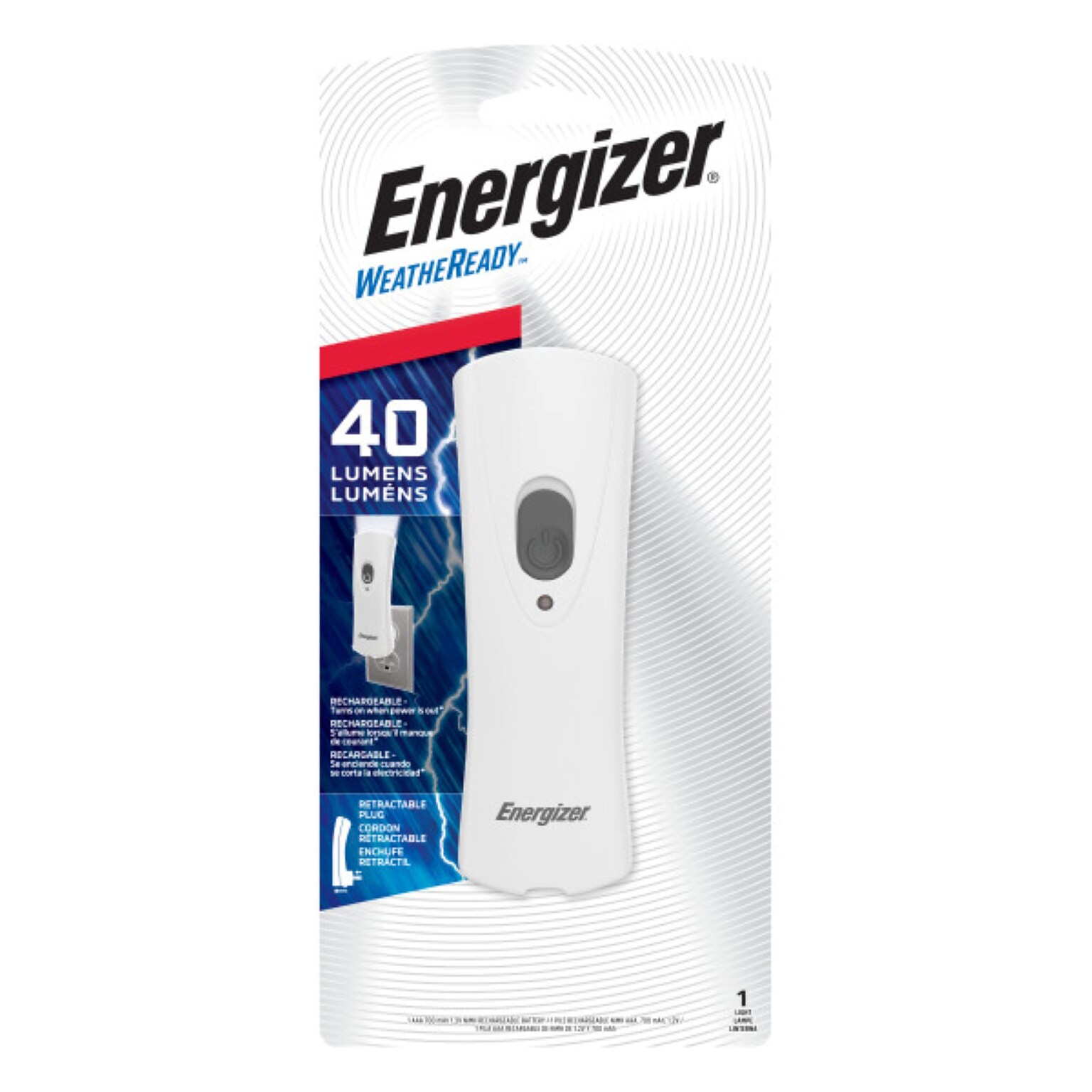 Energizer Weatheready 5 Rechargeable LED Compact Handheld Flashlight, White (RCL1FN2WR)