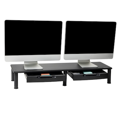 Mind Reader Adjustable Dual Monitor Stand with Drawers, Black (DUBMODR-BLK)