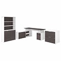 Bush Business Furniture Jamestown 72W L Shaped Desk with Lat File Cabinet and 5 Shelf Bookcase, Sto