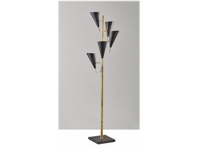 Adesso Owen Tree 71.5 Antique Brass Floor Lamp with 5 Cone Shades (3477-21)