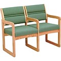 Wooden Mallet® Dakota Wave Series Double Base Chairs with Arms in Vinyl; Green
