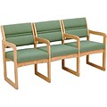 Wooden Mallets® Dakota Wave Series Triple Base Chair w/Arms in Light Oak; Cabernet Burgundy