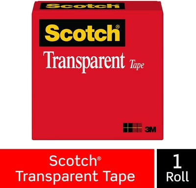 Scotch® Transparent Tape, 1/2 x 72 yds., 1/Roll (122592)