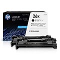 HP 26X Black High Yield Toner Cartridge, 2/Pack (CF226XD), print up to 9000 pages