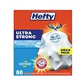 Hefty® Ultra Strong Scented Tall White Kitchen Bags, 13 gal, 0.9 mil, 24.75 x 24.88, White, 80 Bag
