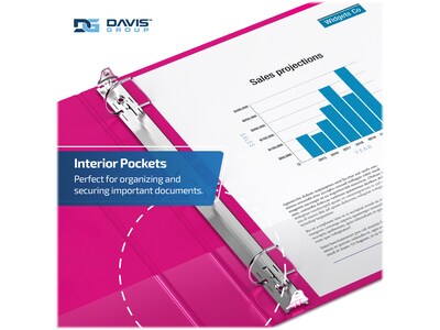 Davis Group Premium Economy 2" 3-Ring Non-View Binders, D-Ring, Pink, 6/Pack (2304-43-06)