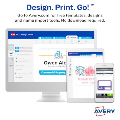 Avery Hanging Style Laser/Inkjet Name Badge Kit, 3" x 4", Clear Holders with White Inserts, 50 Badges Per Box (74520)