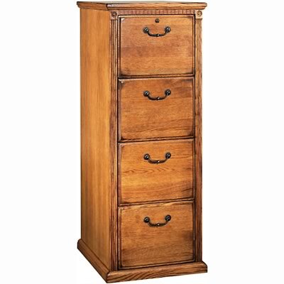 Martin Furniture Huntington Oak Office Collection in Wheat Finish; 4-Drawer Vertical File