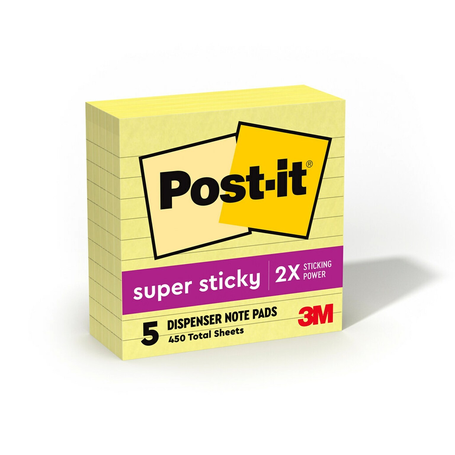 Post-it Super Sticky Pop-up Notes, 4 x 4, Canary Collection, Lined, 90 Sheet/Pad, 6 Pads/Pack (R440YWSS)