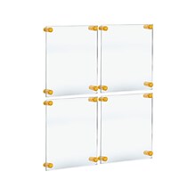 Azar Floating Frame with Standoff Caps, 11 x 17, Clear/Gold Acrylic, 4/Pack (105508-GLD-4PK)
