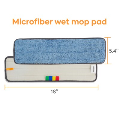Coastwide Professional™ Microfiber Wet Mop Pad, 5" x 18", Blue (CW61066-CC)