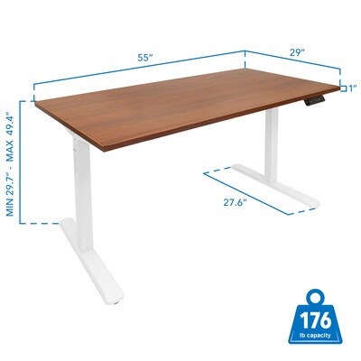 Mount-It! 55"W Electric Adjustable Standing Desk, Brown/White (MI-18062)
