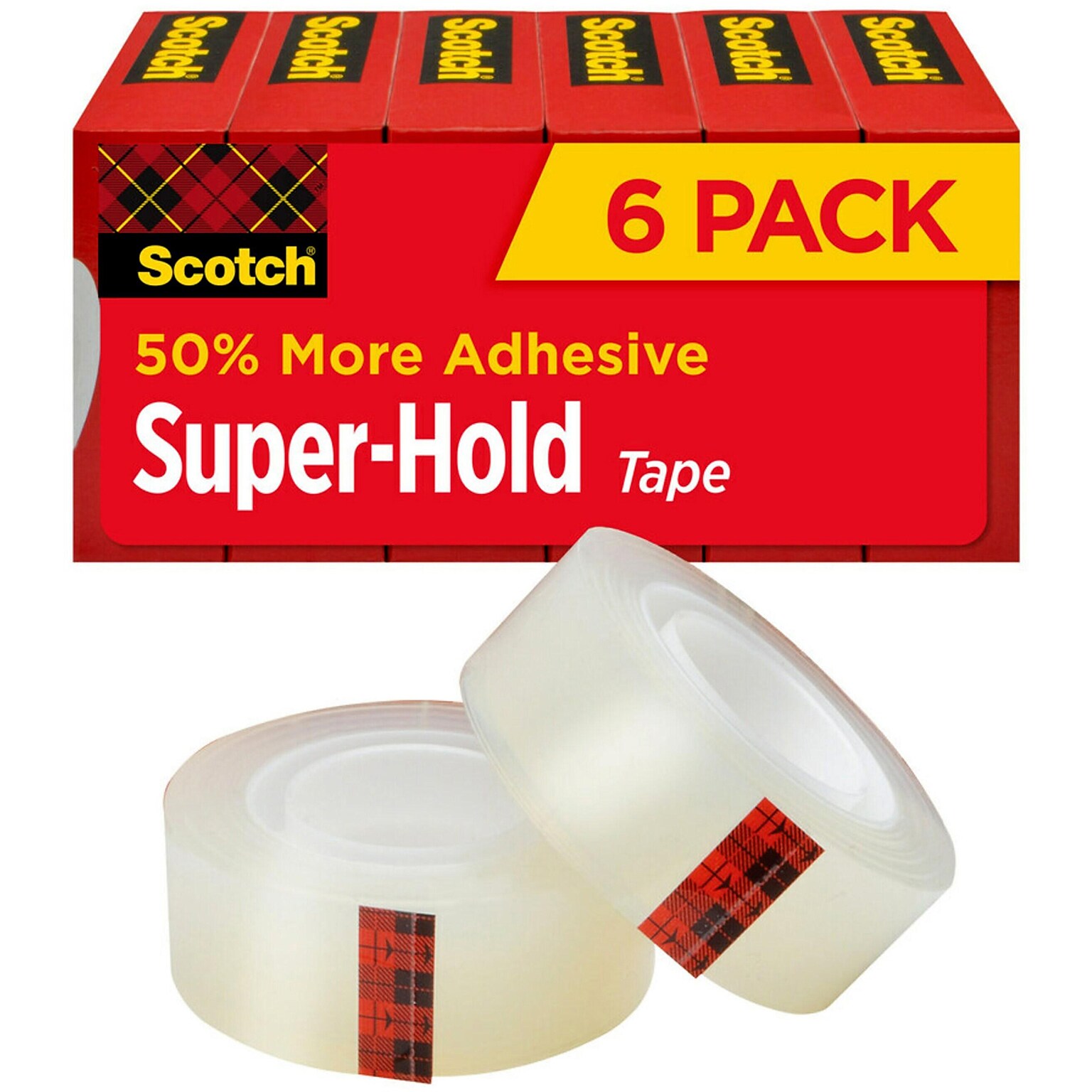 Scotch Super-Hold Transparent Clear Tape Refill, 0.75 x 27.77 yds., 1 Core, Clear, 6 Rolls/Pack (700K6)