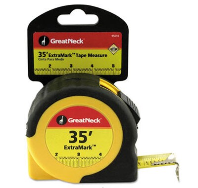 Great Neck ExtraMark Tape Measure, 1 x 35 ft, Steel, Yellow/Black (GNS595010)