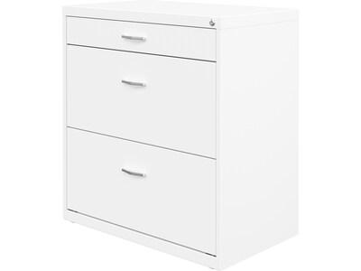 Space Solutions 3-Drawer Lateral File Cabinet, Letter/Legal Size, Lockable, 31.88"H x 30"W x 17.63"D, White (25071)