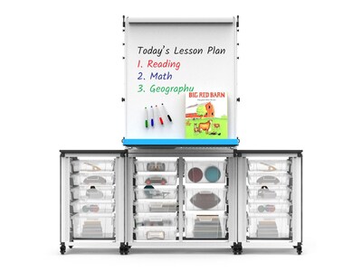 Luxor Dry-Erase Mobile Modular Teacher Whiteboard with Storage, Steel Frame, 36" x 32" (MBSRWSTN)