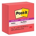 Post-it® Super Sticky Notes, 3 x 3, Red, 90 Sheets/Pad, 5 Pads/Pack (654-5SSRR)