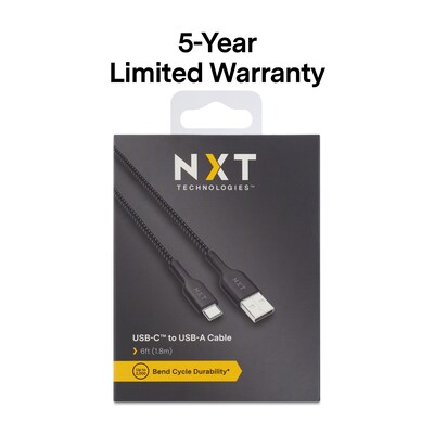 NXT Technologies™ 6 Ft. Braided USB-C to USB-A Cable, Black (NX60471)