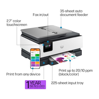 HP OfficeJet Pro 8139e Wireless All-in-One Color Inkjet Printer Scanner Copier, Best for Home Office