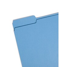 Smead File Folder, 1/3-Cut Tab, Letter Size, Blue, 100/Box (12043)