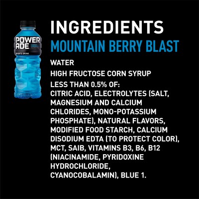 Powerade Mountain Berry Blast Liquid Sports Drink, 20 Fl. Oz., 24/Carton (00049000007909)