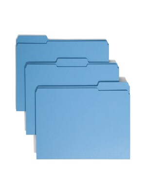 Smead File Folder, Reinforced 1/3-Cut Tab, Letter Size, Blue, 100/Box (12034)