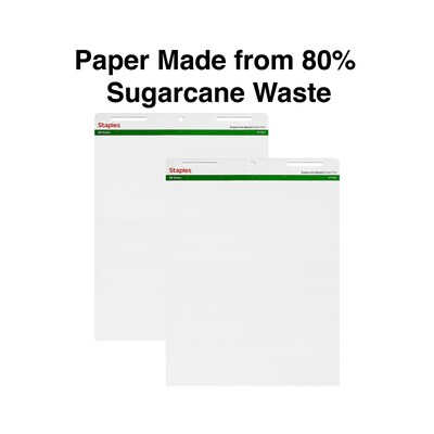 Sustainable Earth by Staples® Sugarcane-Based Easel Pads, 1" Ruled, 27" x 36", 50 Sheets/Pad, 4/Ct