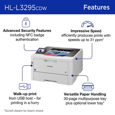 Brother HL-L3295CDW Laser Printer, Single-Function, Print
