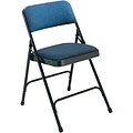 NPS #2204 Fabric Padded Premium Folding Chairs, Imperial Blue/Char-Blue