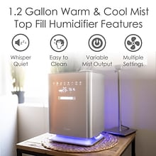 Crane Ultrasonic Cool & Warm Mist Console Humidifier, 1.3-Gallon, For Rooms 500 sq. ft., Metallic (E
