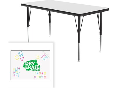 Correll Rectangular Activity Table, 36 x 24, Height-Adjustable, Frosty White/Black (A2436DE-REC-80