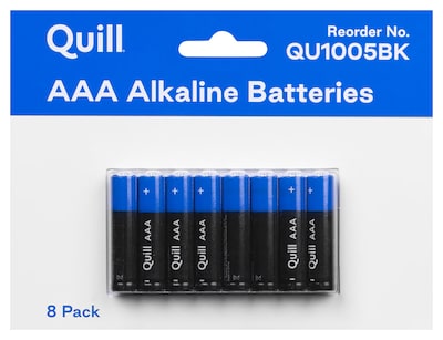 Quill Alkaline Batteries AAA, 8/Pack (QU1005BK)