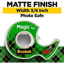 Scotch® Magic™ Invisible Tape with Dispenser, 3/4 x 16.67 yds., 2/Pack (122DM-2)