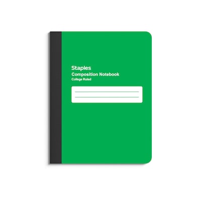 Staples Composition Notebook, 7.5 x 9.75, College Ruled, 80 Sheets, Green (ST55079)