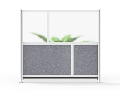 Luxor Modular Room Divider Starter Wall, 48H x 53W, Gray PET/Frosted Acrylic (MW-5348-FCG)
