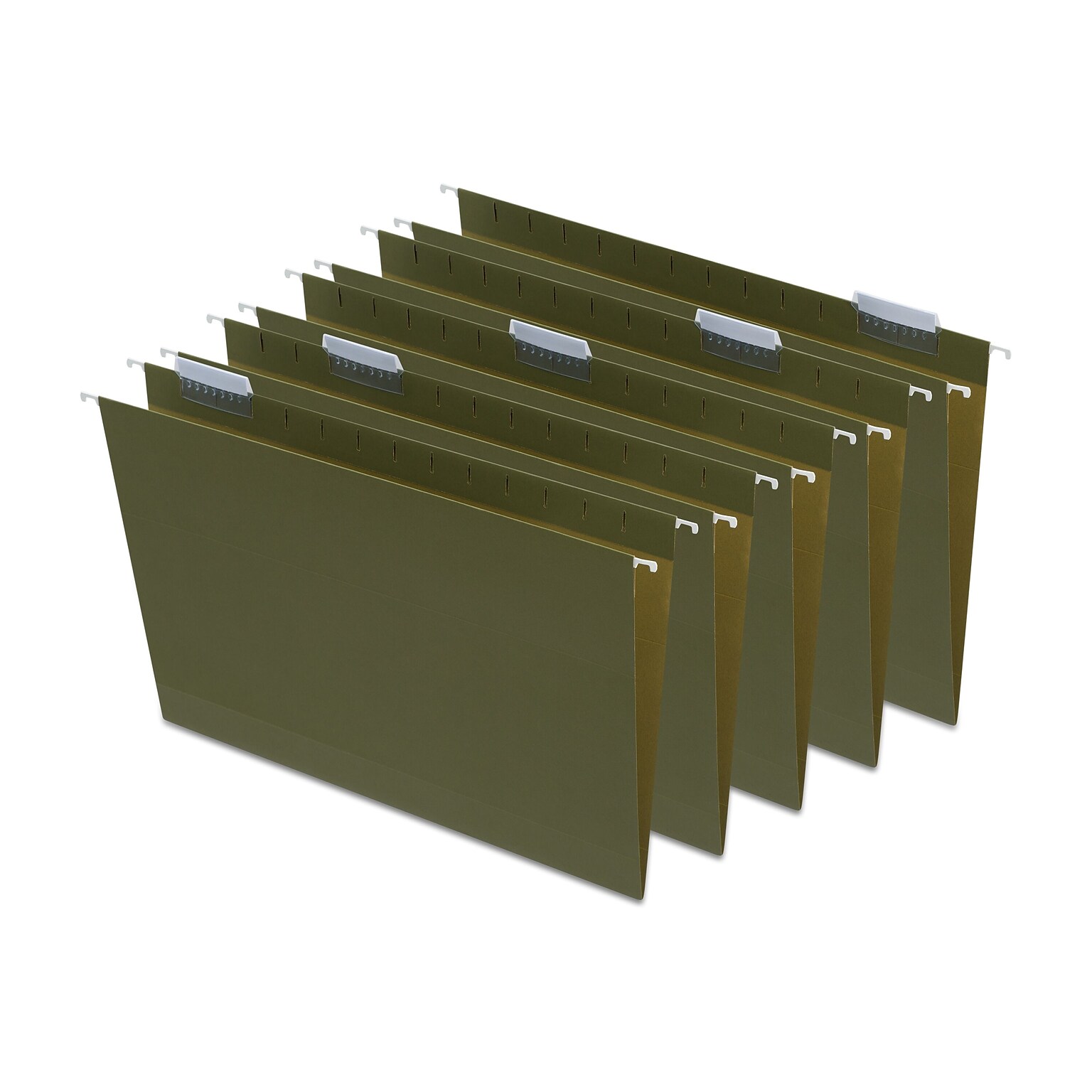Quill Brand® Reinforced 5-Tab Box Bottom Hanging File Folders, 3 Expansion, Legal Size, Dark Green, 25/Box (730056)