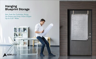 AdirOffice 18.25'' Steel Blueprint Storage Cubicle Wall Rack, Grey (618-GRY)