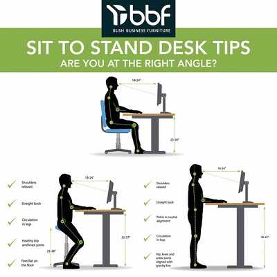 Bush Business Furniture Move 60 Series 48"W Electric Height Adjustable Standing Desk, White (M6S4824WHBK)